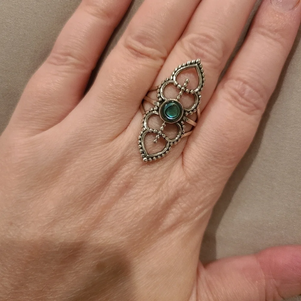 Sterling silver abalone shell ring